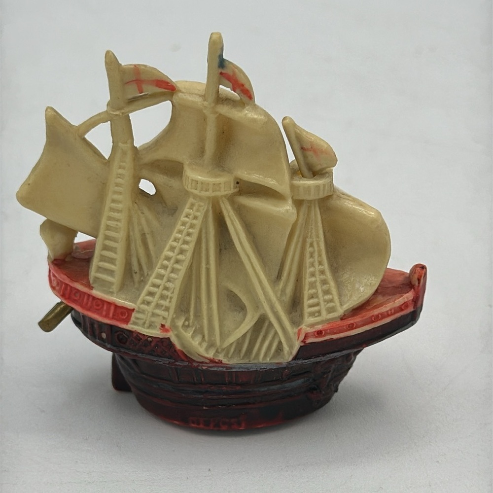 Antique German Depose Celluloid Tape Measure, Galleon Sailing Ship